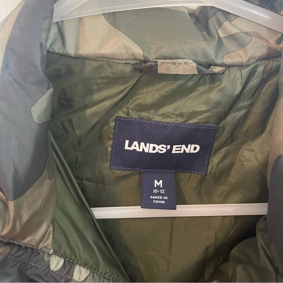 Lands’ End Camo Print Primaloft Puffer Jacket Packable Green - Picture 2 of 3